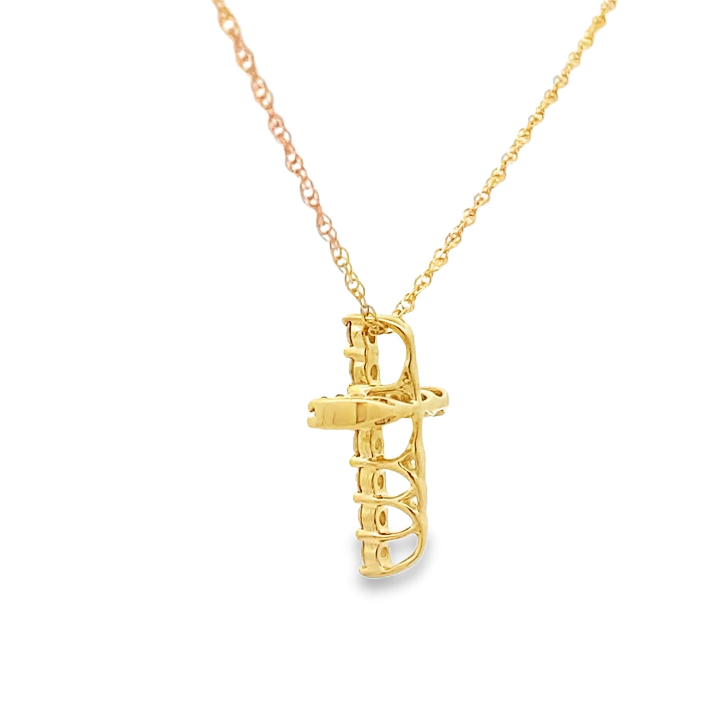 Colgante de Cruz de Diamante de 0.15ct en Oro Amarillo de 14KT