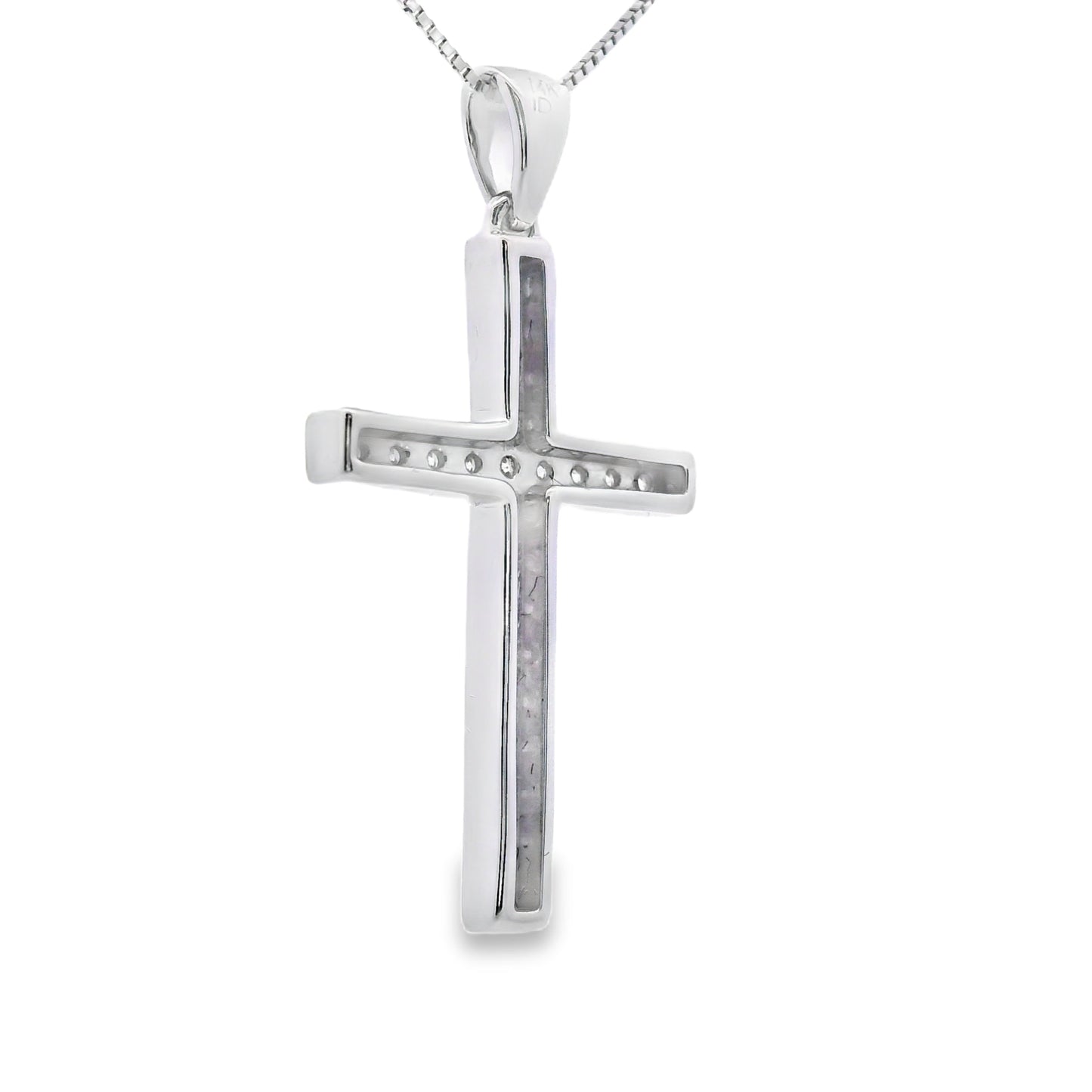Colgante de Cruz de Diamante de 0.22ct en Oro Blanco de 14KT