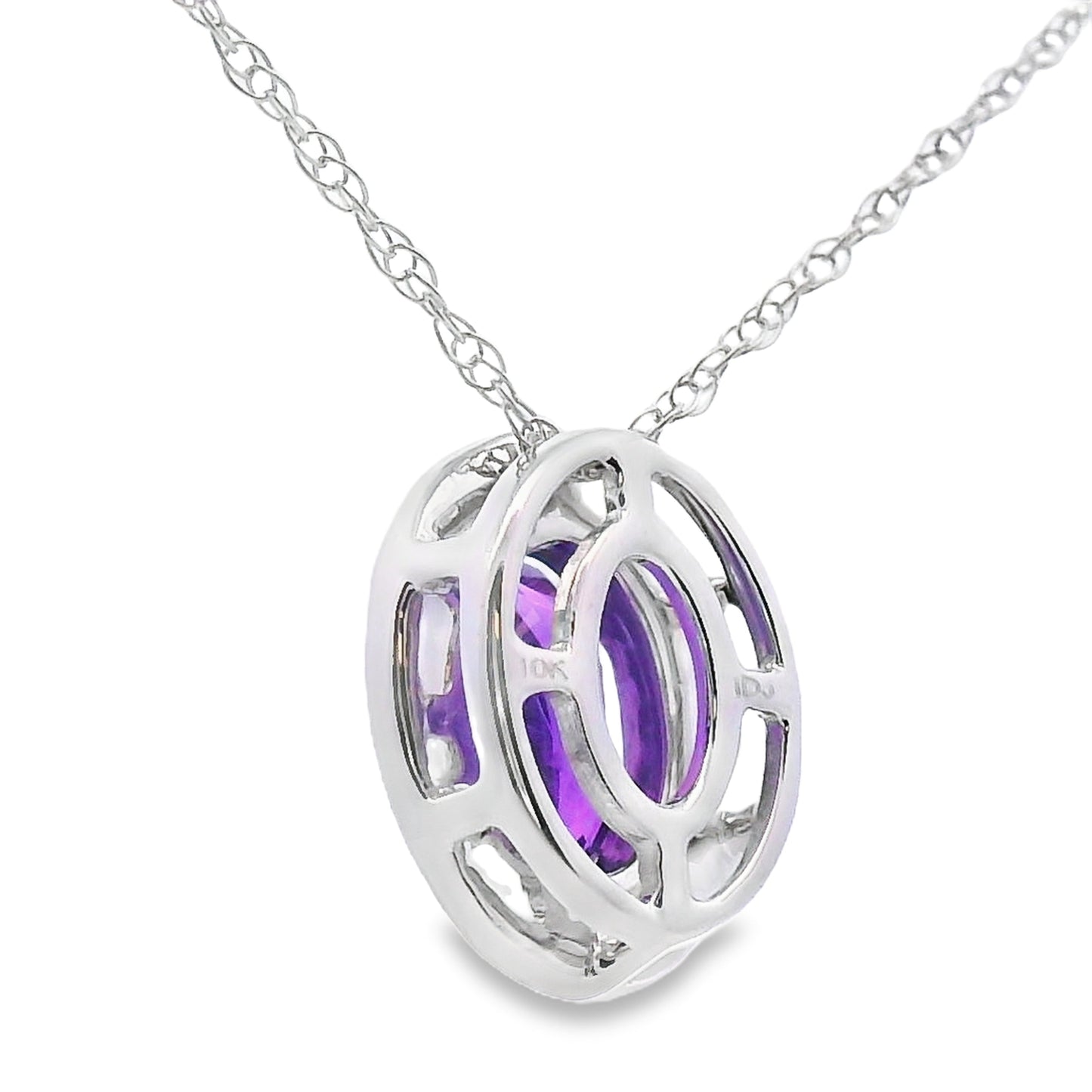 .49ct Amethyst & Diamond Pendant in 10KT White Gold