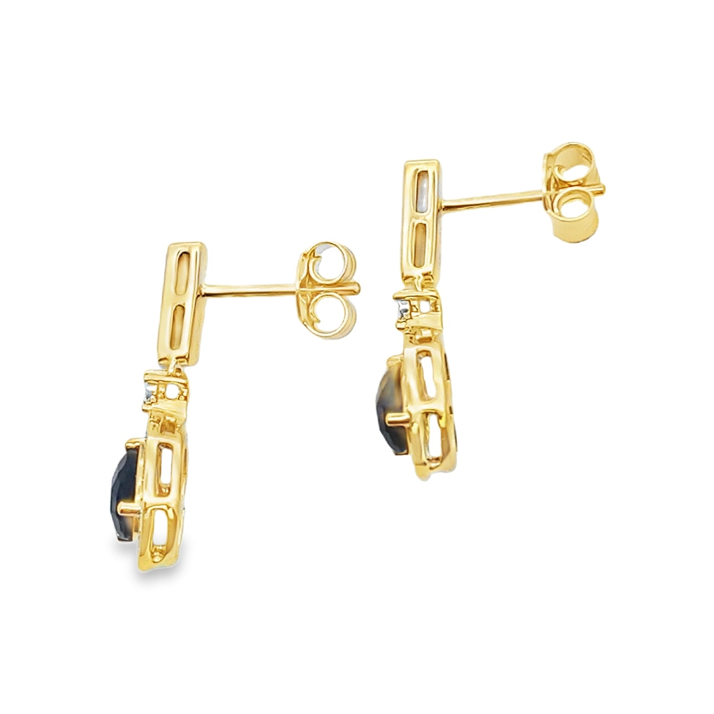 Boucles d'oreilles pendantes en onyx et diamants de 0,84 ct en or jaune 10KT