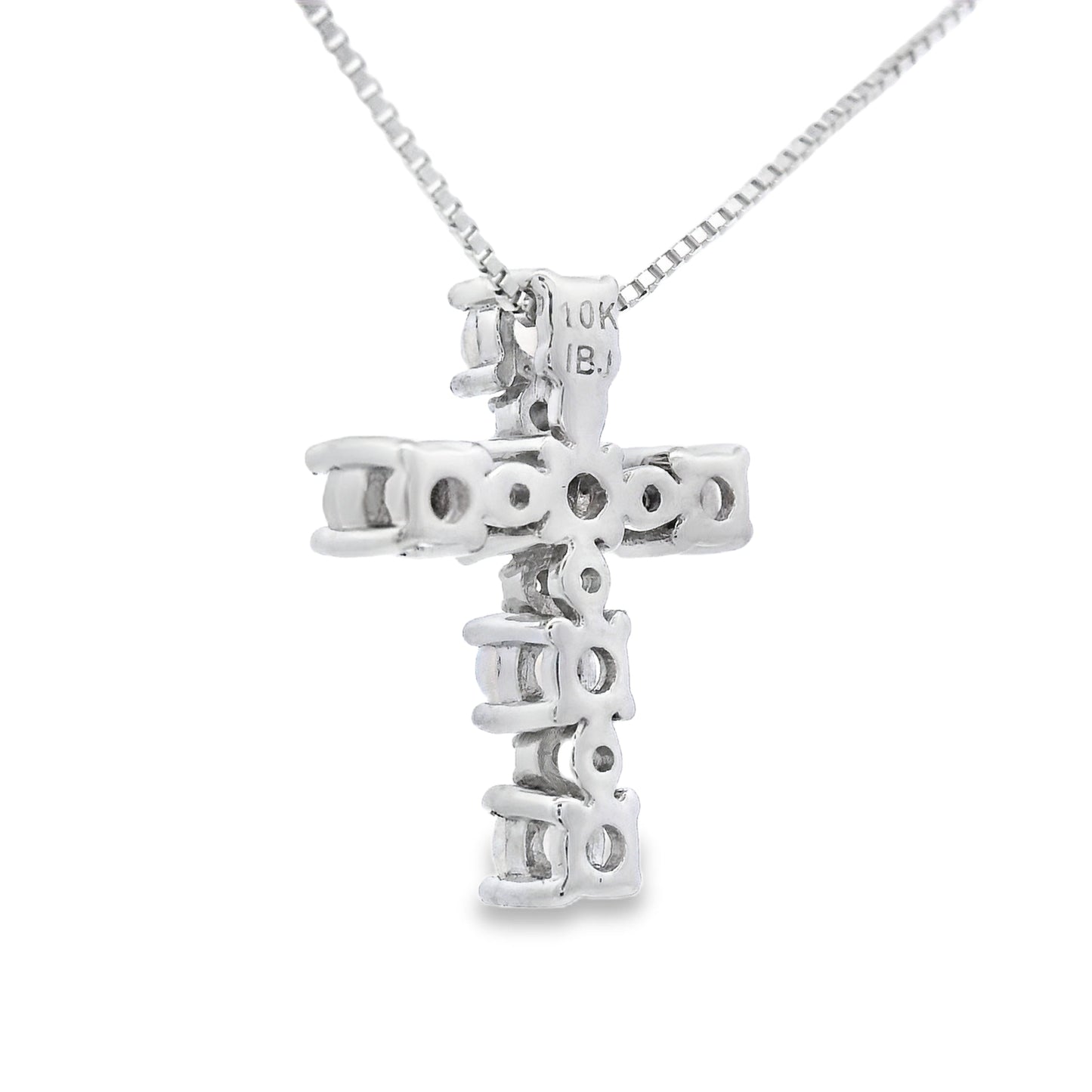 Opal Diamond Cross Pendant in 10KT White Gold