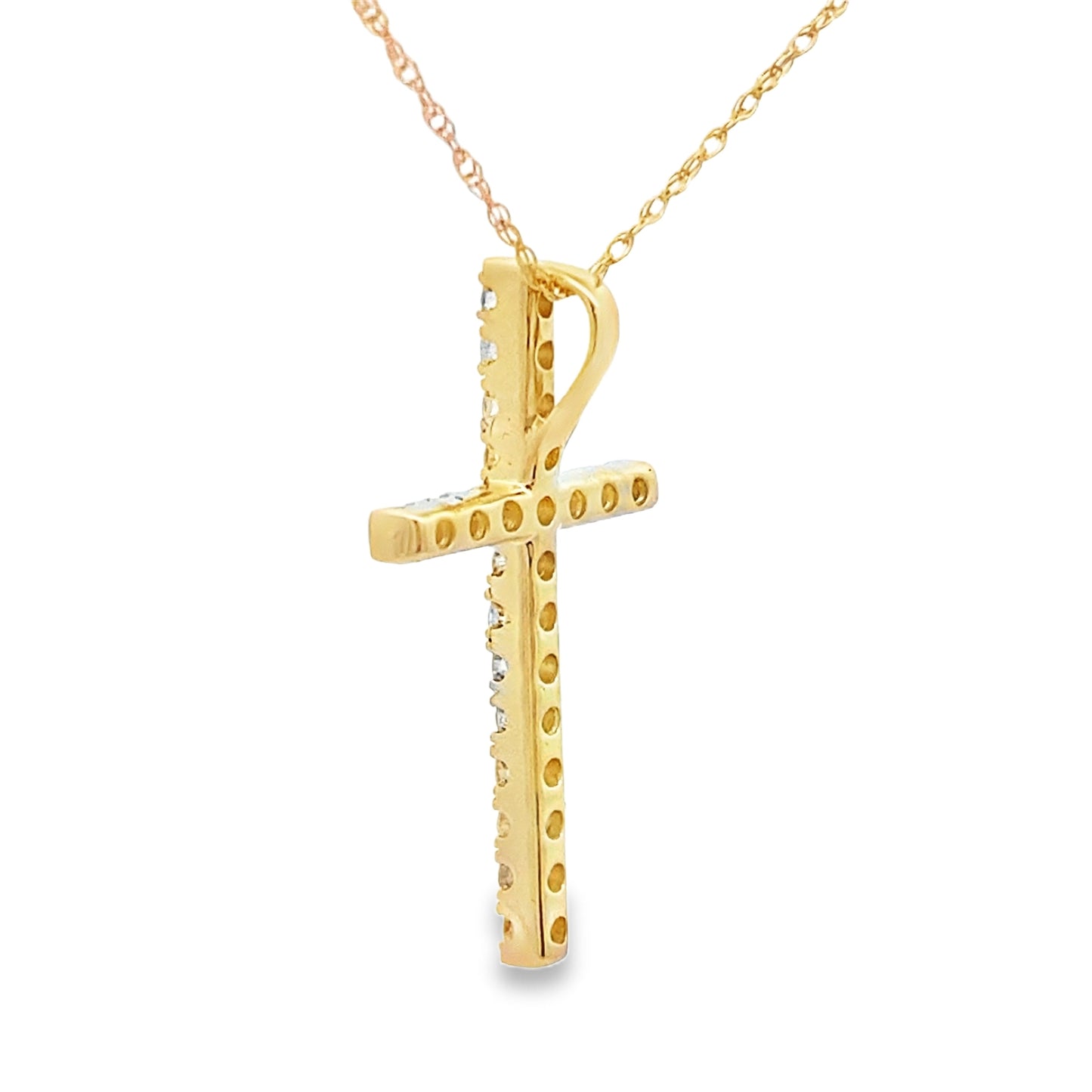 .33ct Pendentif Croix en Diamant en Or Jaune 14KT