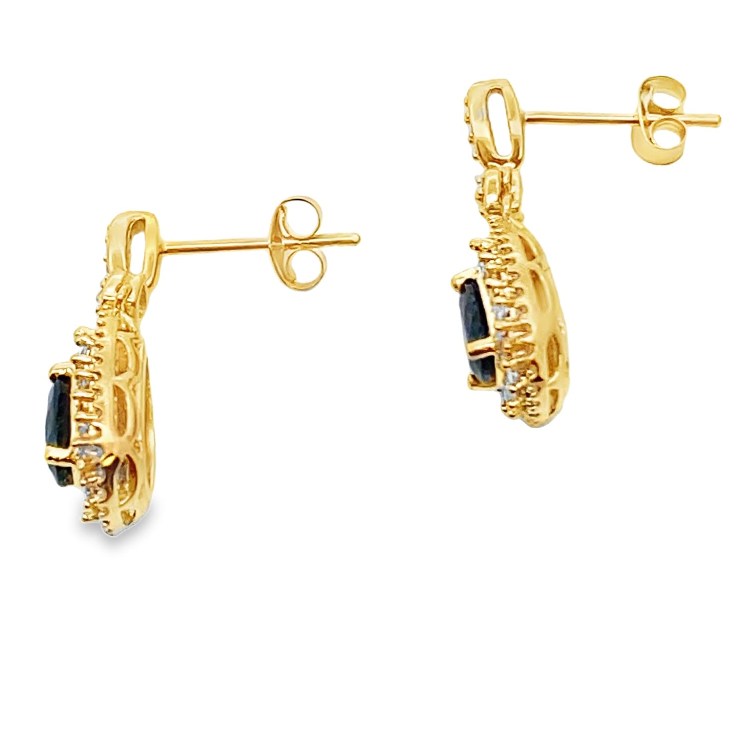 Boucles d'oreilles en saphir et diamant de 1,22 ct en or jaune 10KT