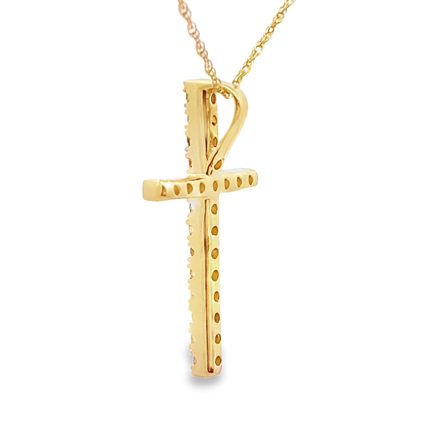 .24ct Diamond Cross Pendant in 14KT Yellow Gold