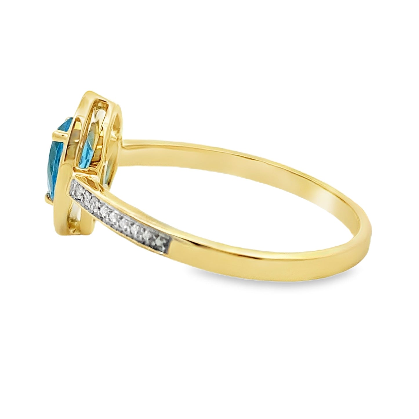 Anillo de Topacio Azul y Diamante de .54ct en Oro Amarillo de 10KT