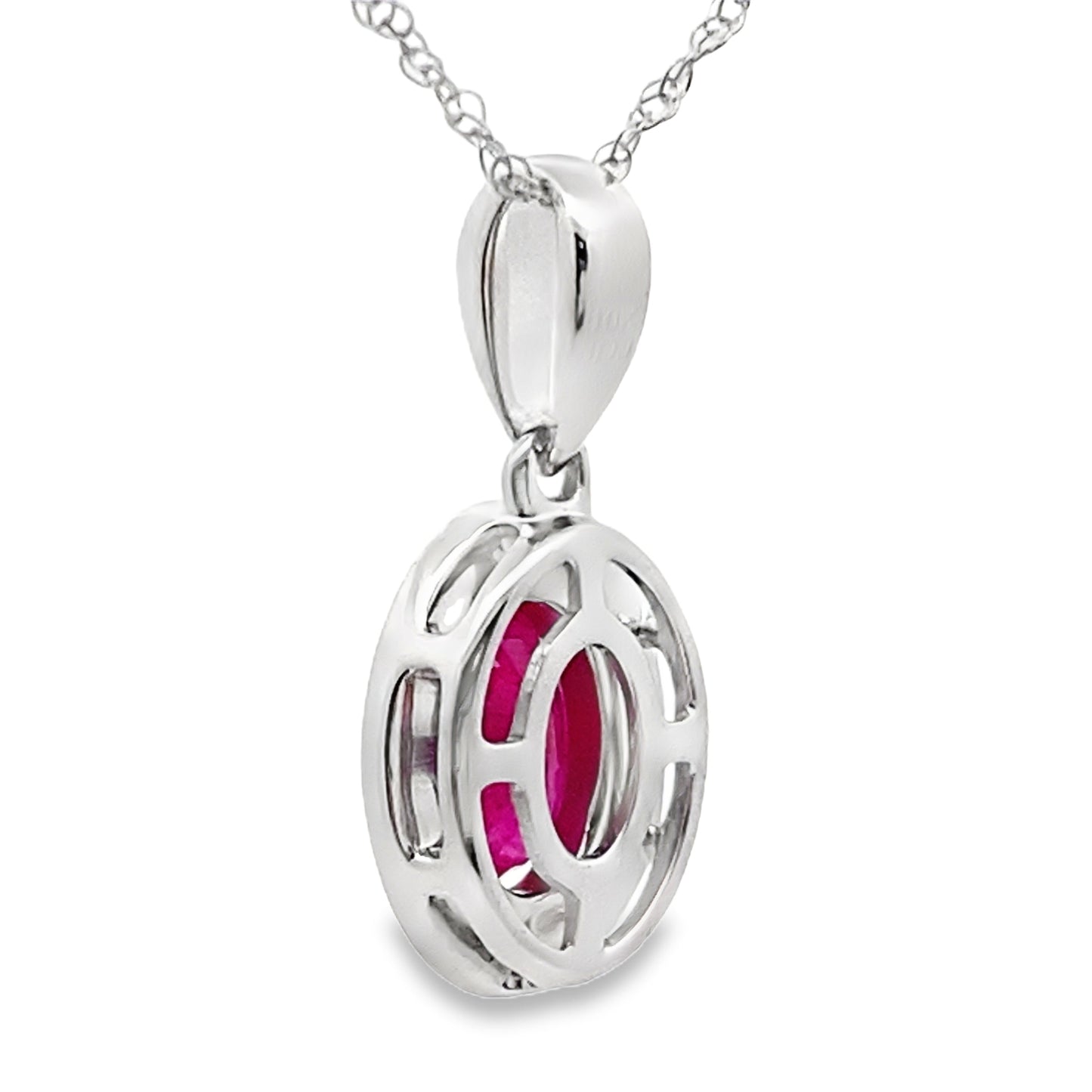 .70ct Colgante de Rubí y Diamante en Oro Blanco de 10KT