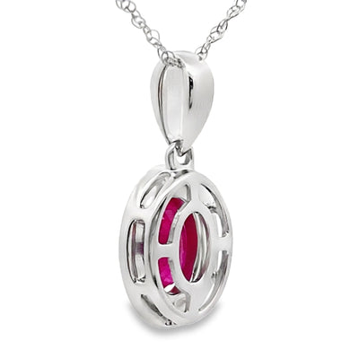 .70ct Ruby and Diamond Pendant in 10KT White Gold