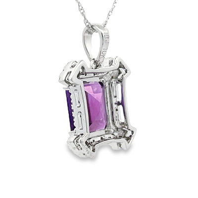 Amethyst Diamond Fashion Pendant in 10KT White Gold