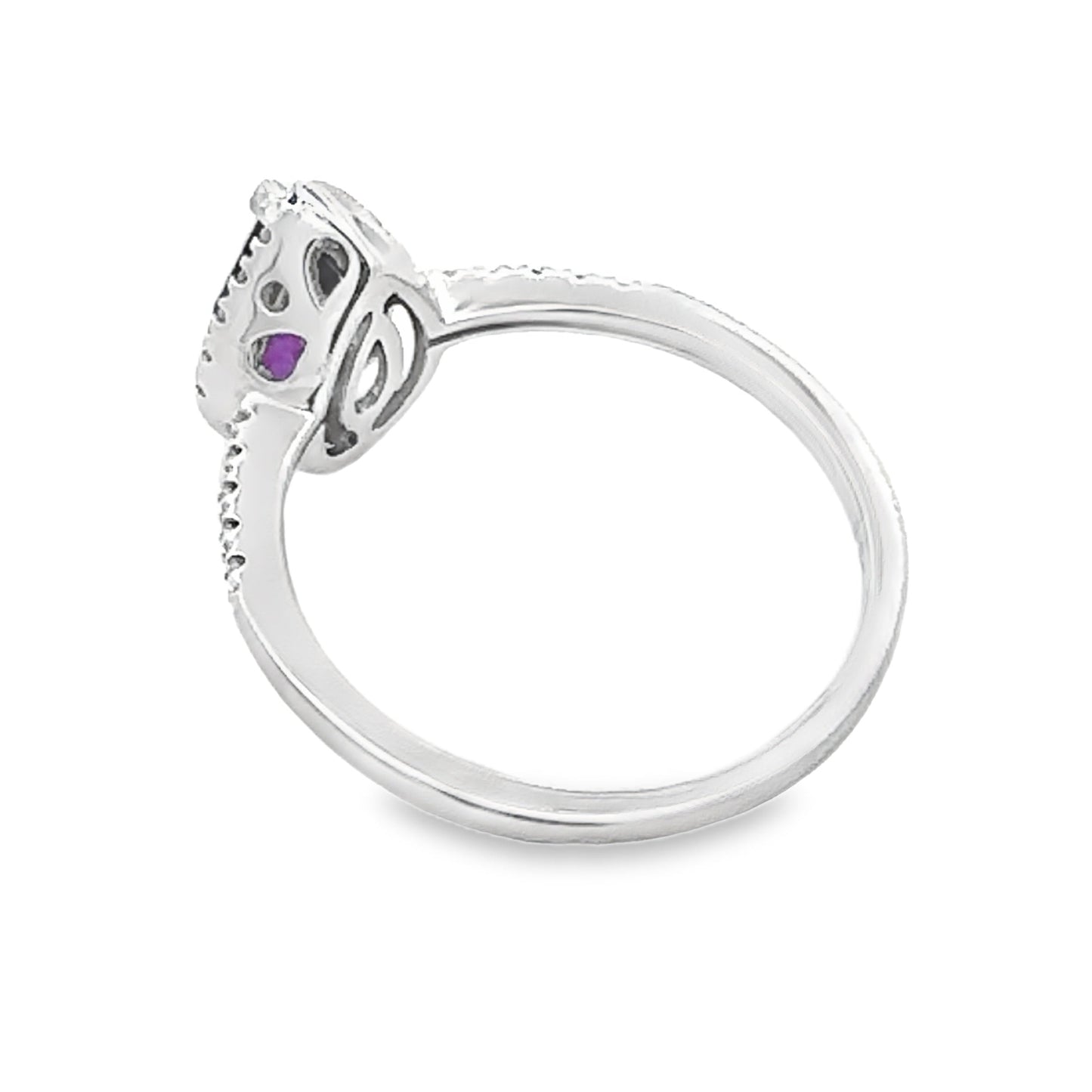 Genuine .98ct Amethyst Diamond Ring in 14KT White Gold