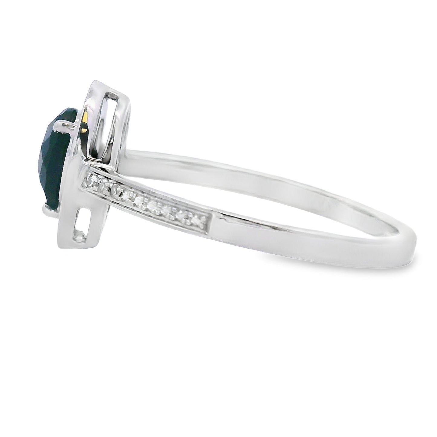 Natural .52ct Onyx Diamond Ring in 10KT White Gold