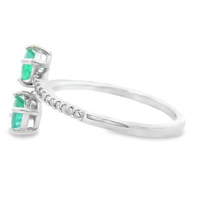 Natural .47ct Emerald and Diamond Ring in 14KT White Gold