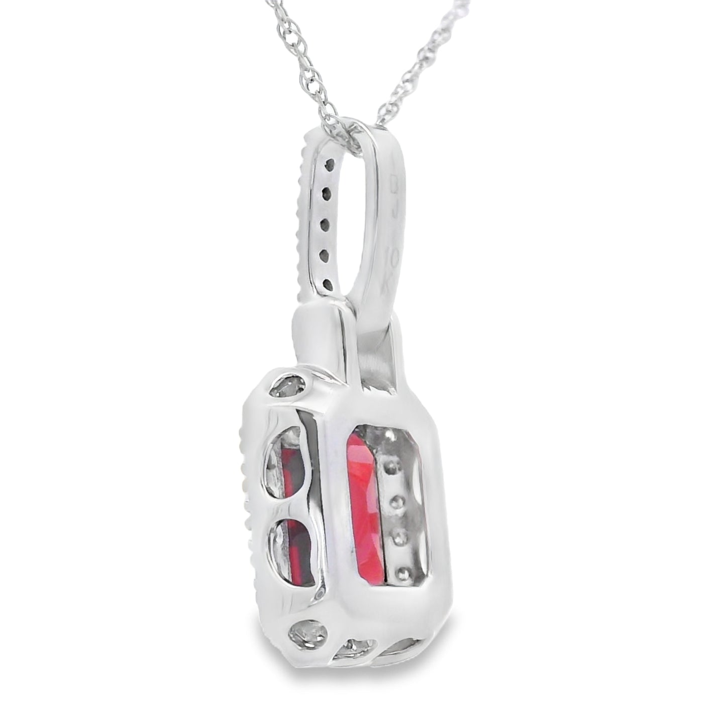 Colgante de Granate y Diamante de 1.31ct en Oro Blanco de 10KT