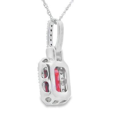 1.31ct Garnet and Diamond Pendant in 10KT White Gold
