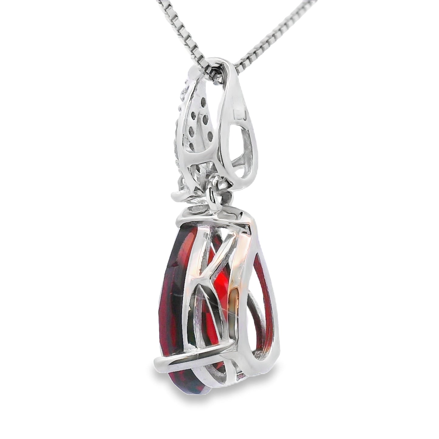 Colgante de Granate y Diamante de 1.38ct en Oro Blanco de 10KT