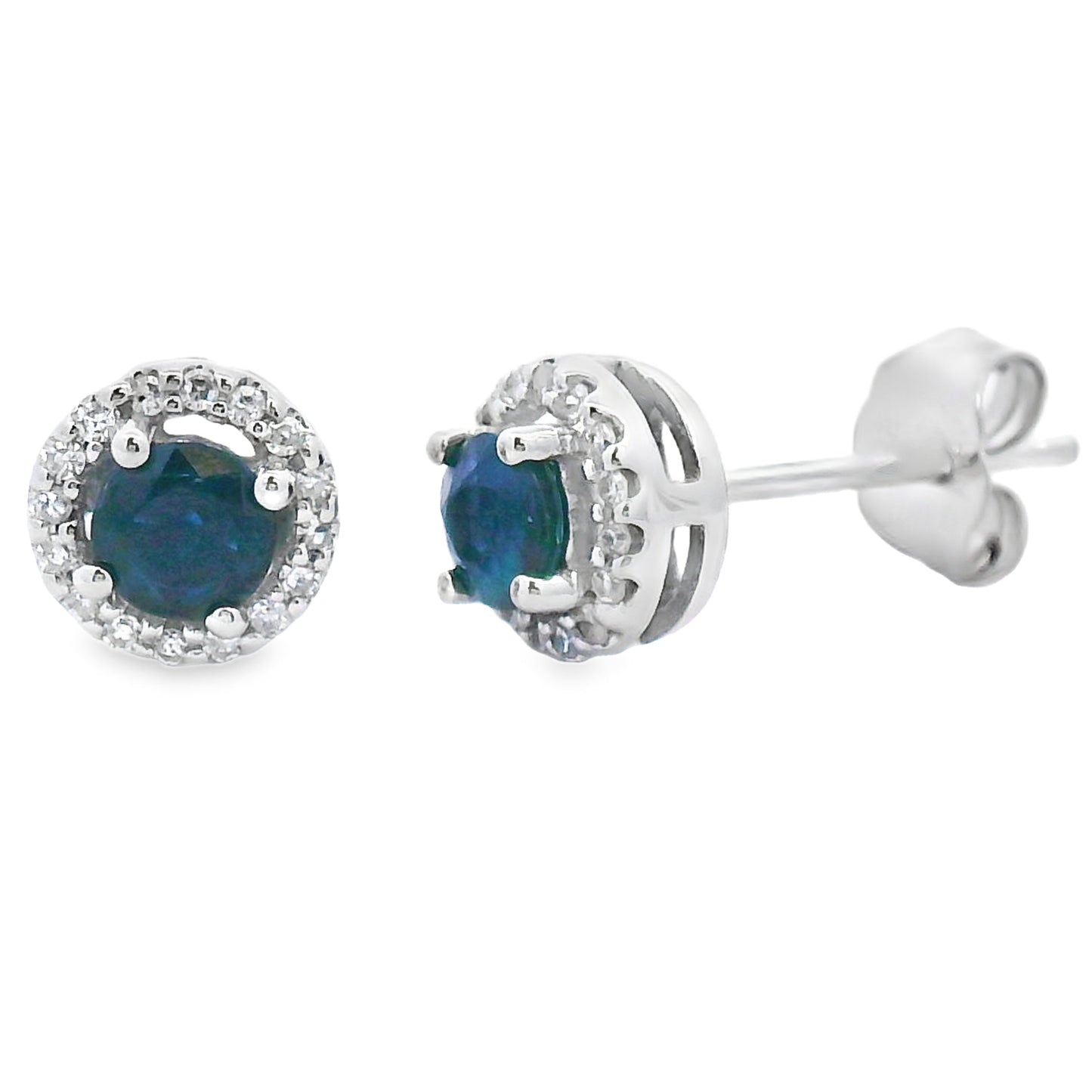 Pendientes de diamantes de zafiro de 0.50 ct en oro blanco de 10KT