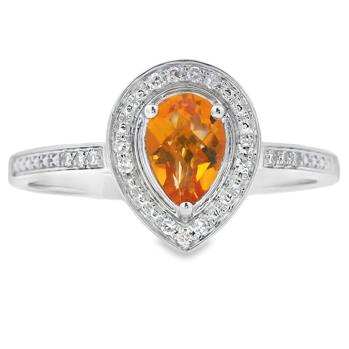 Genuine .50ct Citrine Diamond Ring in 10KT White Gold