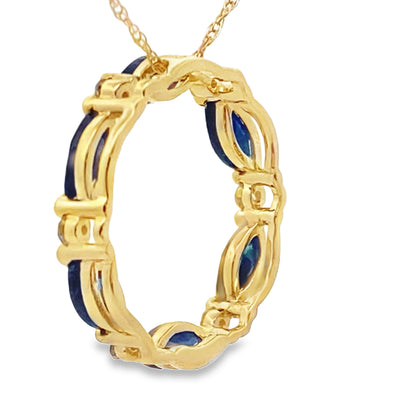 0.99ct Sapphire Circle of Love Pendant in 10KT Yellow Gold