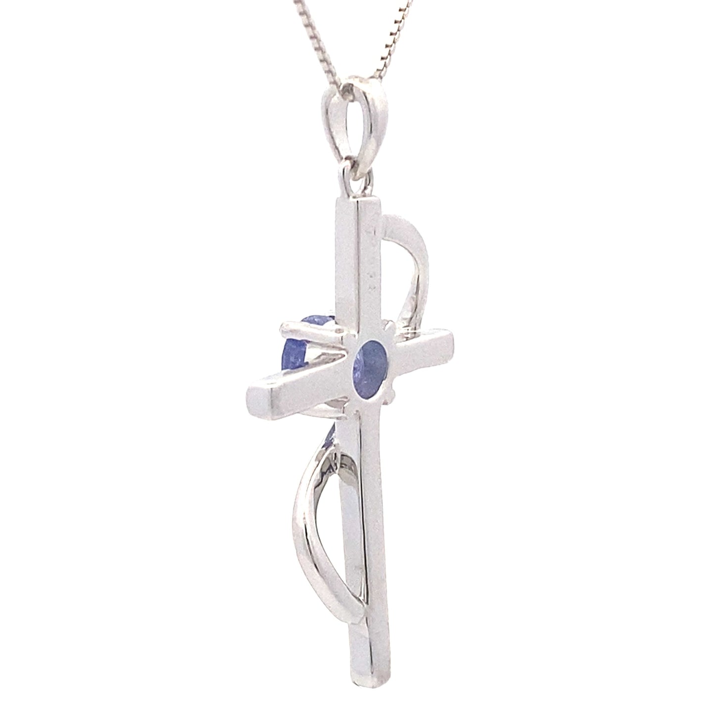 Colgante Cruz de Tanzanita de 0.50ct en Plata Esterlina