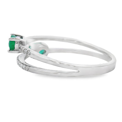 Natural .47ct Emerald and Diamond Ring in 14KT White Gold