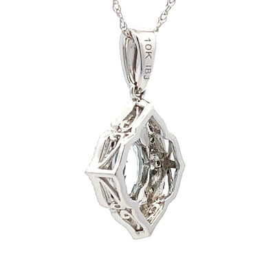 Aquamarine Diamond Pendant in 10KT White Gold