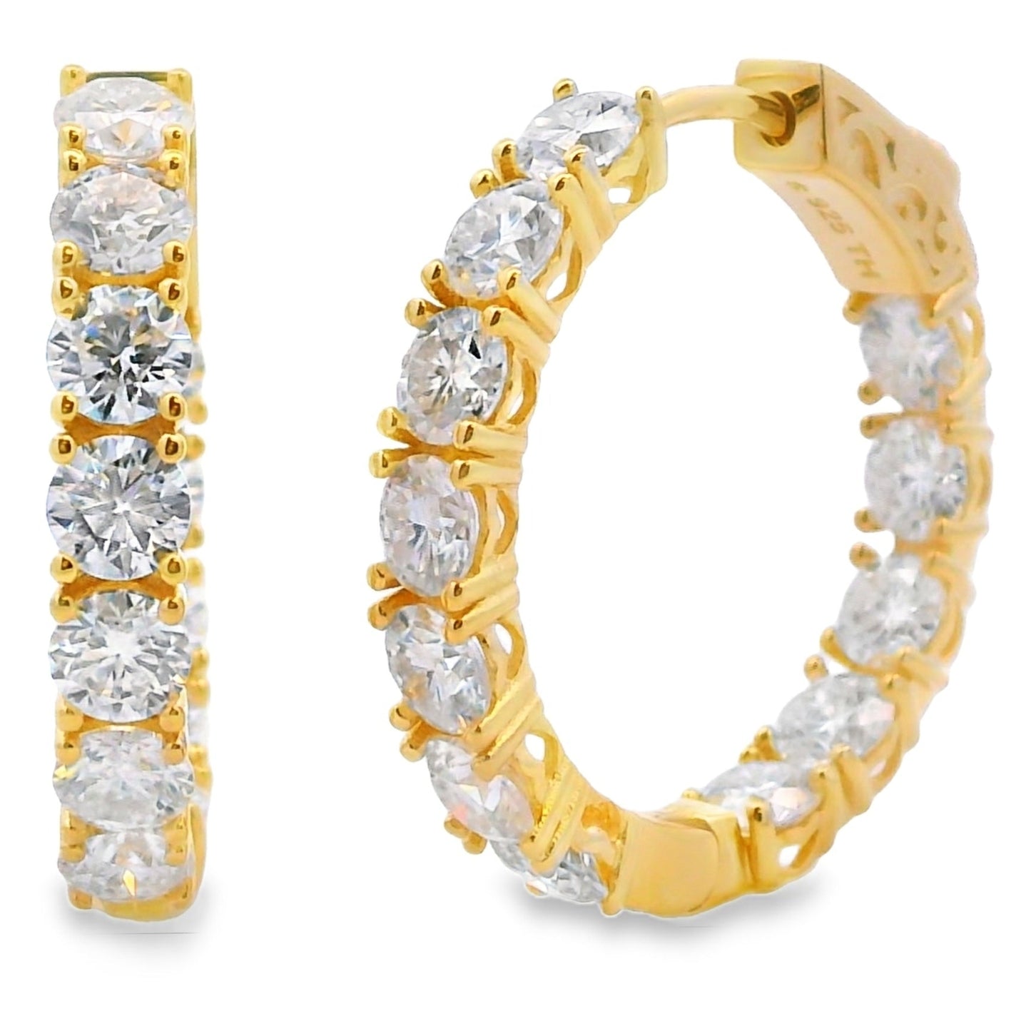 Pendientes de aro de moissanita genuina de 5.52ct en plata esterlina