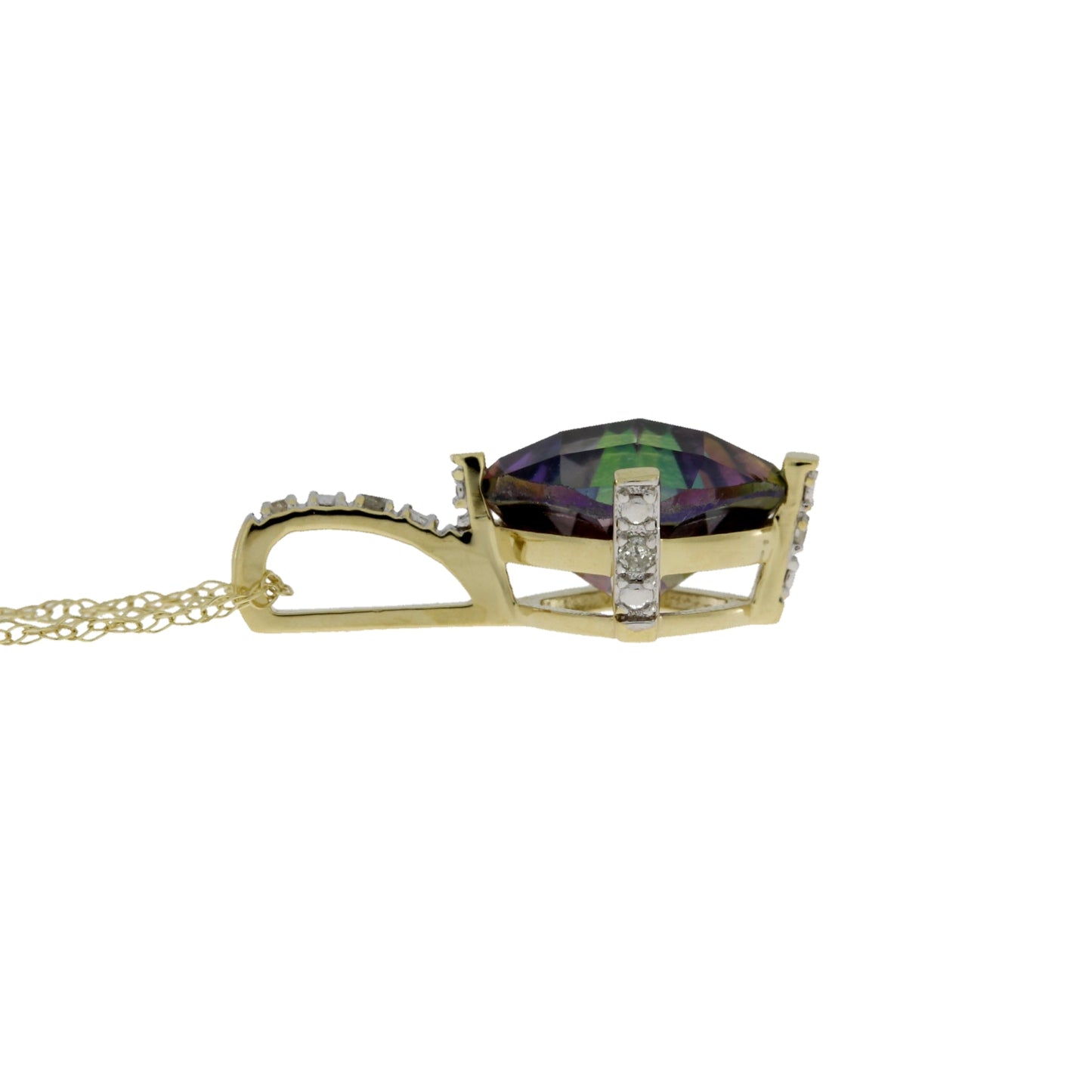 Pendentif en topaze traitée et diamant en or jaune 10KT