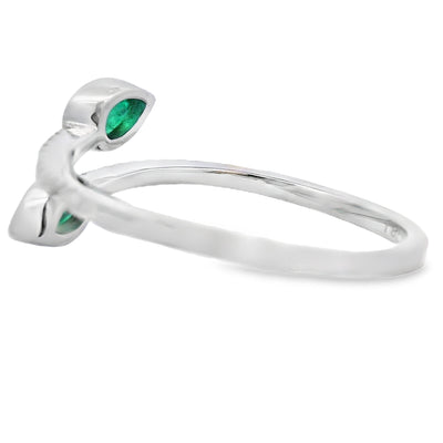 Natural .48ct Emerald Diamond Ring in 14KT White Gold