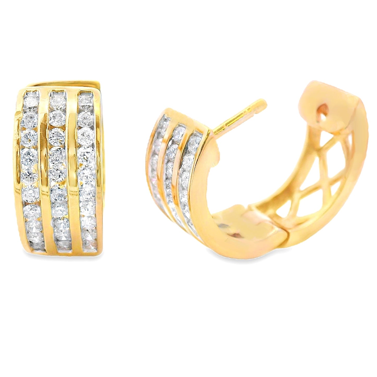 Boucles d'oreilles créoles en diamant naturel de 0,50 ct en or jaune 14KT