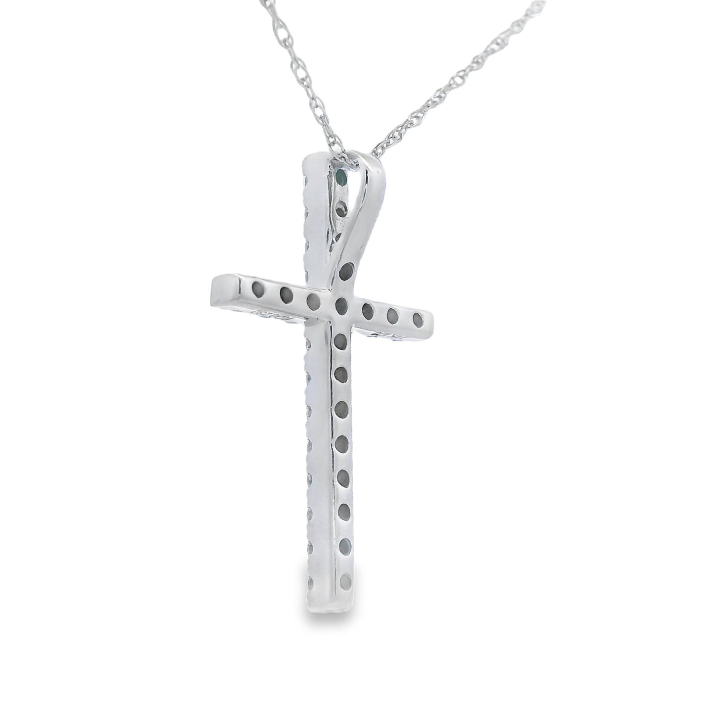 Colgante de Cruz de Diamante de 0.24 quilates en Oro Blanco de 14KT