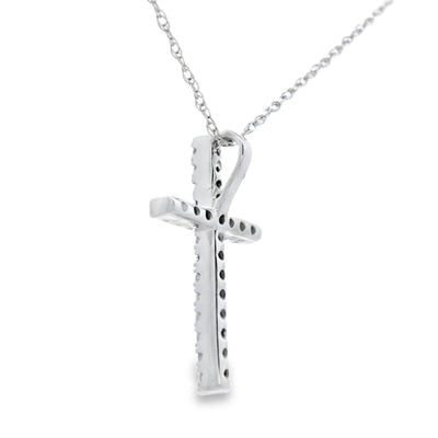 .13ct Diamond Cross Pendant in 14KT White Gold