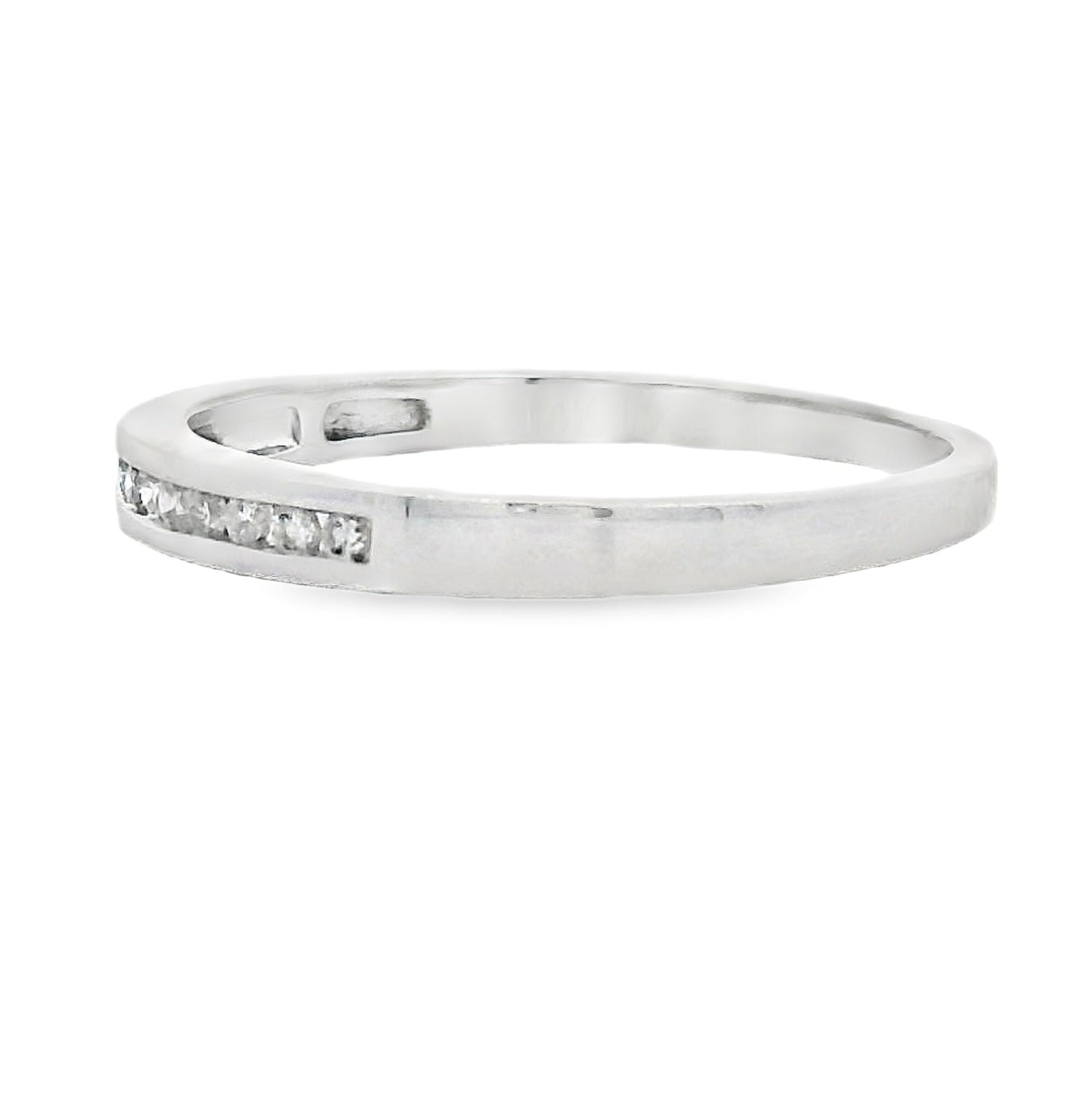 Anillo de boda de diamante genuino de 0.11ct en oro blanco de 14KT