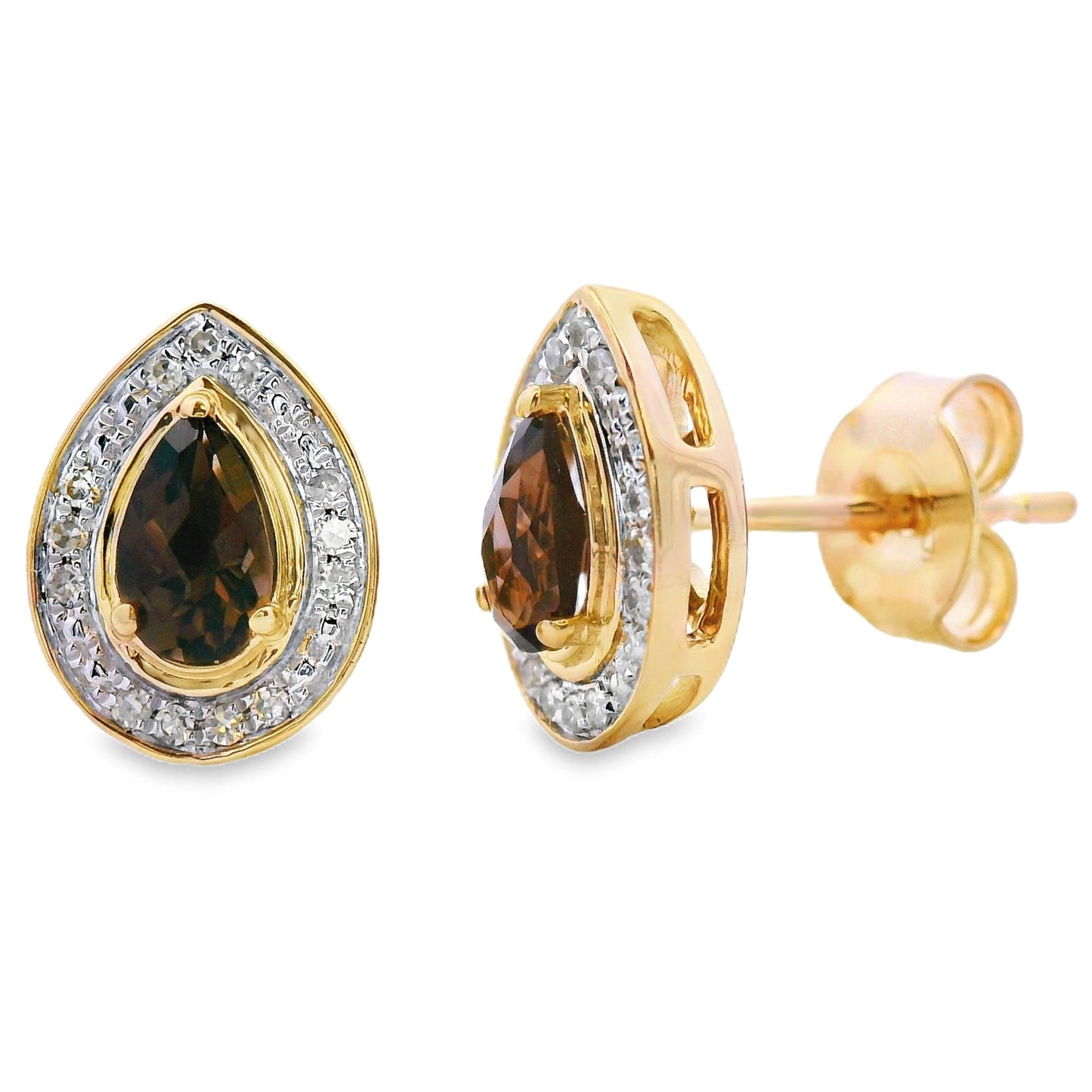 .50ct Quartz Diamond Stud Earrings in 10KT Yellow Gold