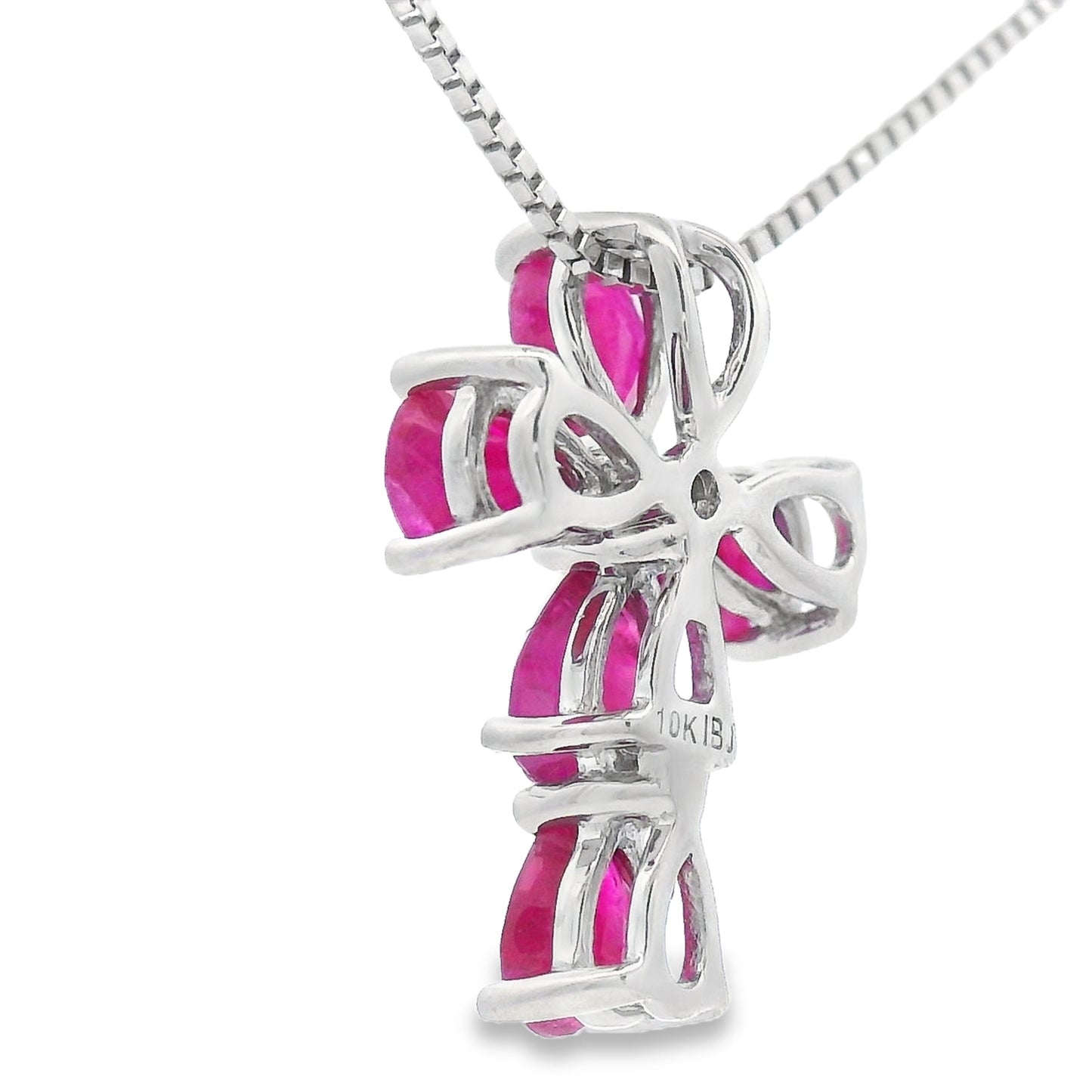 Ruby Diamond Cross Pendant in 10KT White Gold