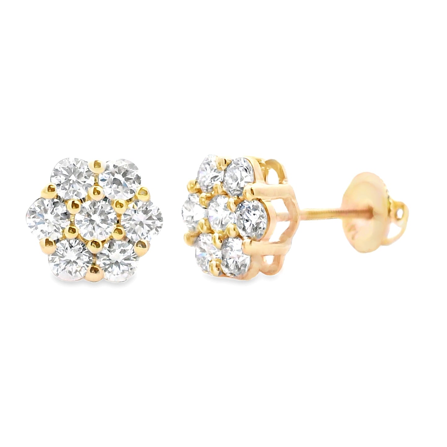 Boucles d'oreilles en diamant cultivé en laboratoire de 1,50 ct en or jaune 14KT