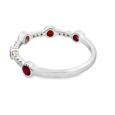 .46ct Bague Empilable en Rubis et Diamants en Or Blanc 14KT