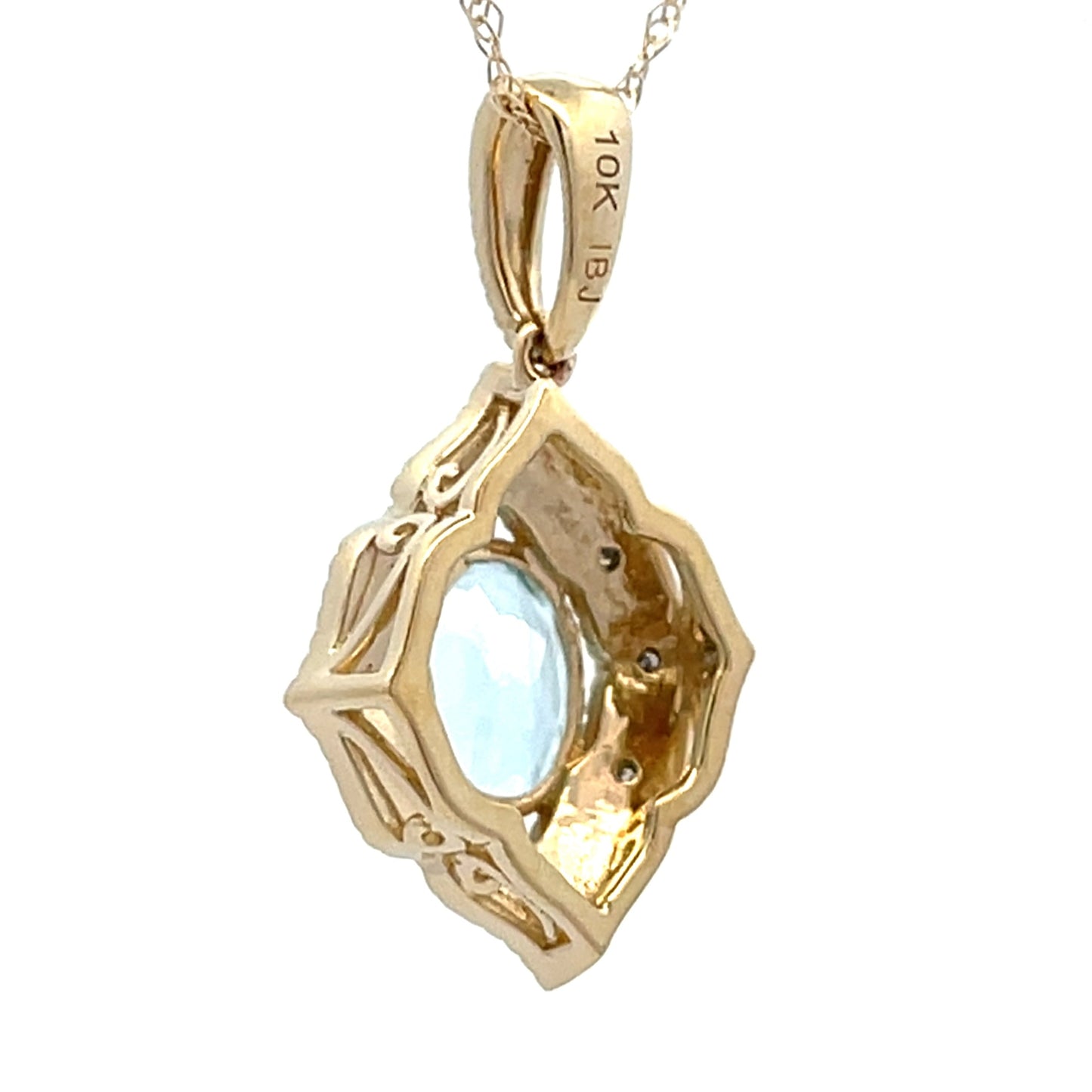 Aquamarine Diamond Fashion Pendant in 10KT Yellow Gold