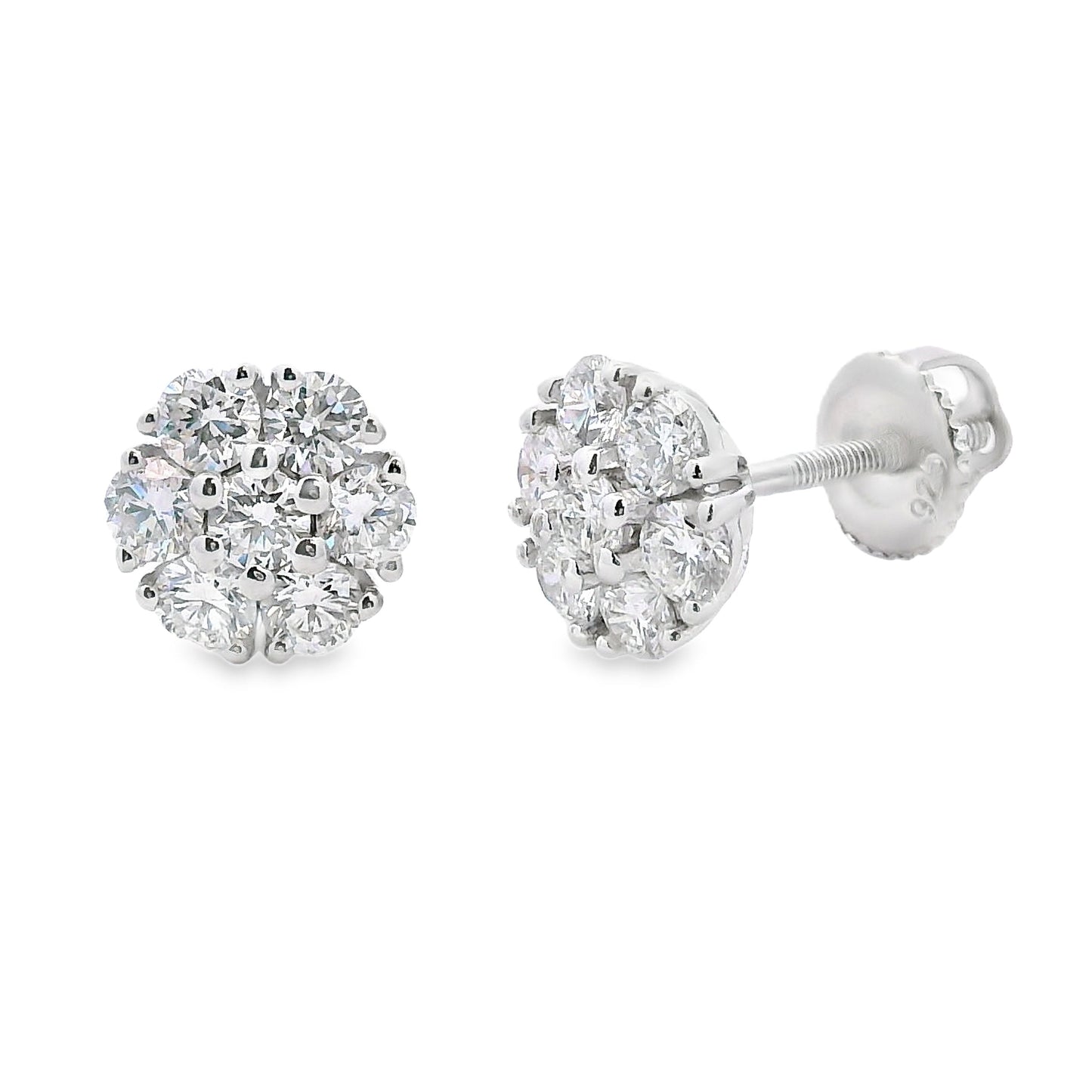 Pendientes de Diamante Creado en Laboratorio de 1.32ct en Plata Esterlina