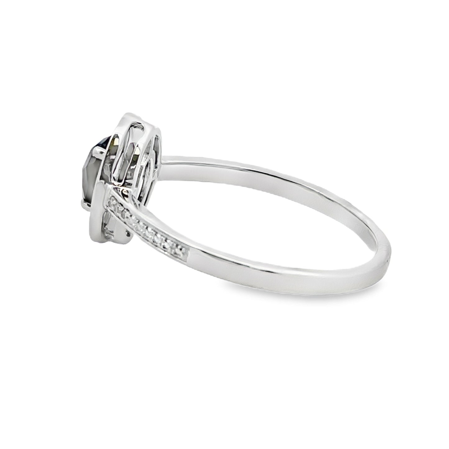Anillo de Diamante de Ónix de 0.55ct en Oro Blanco de 10KT