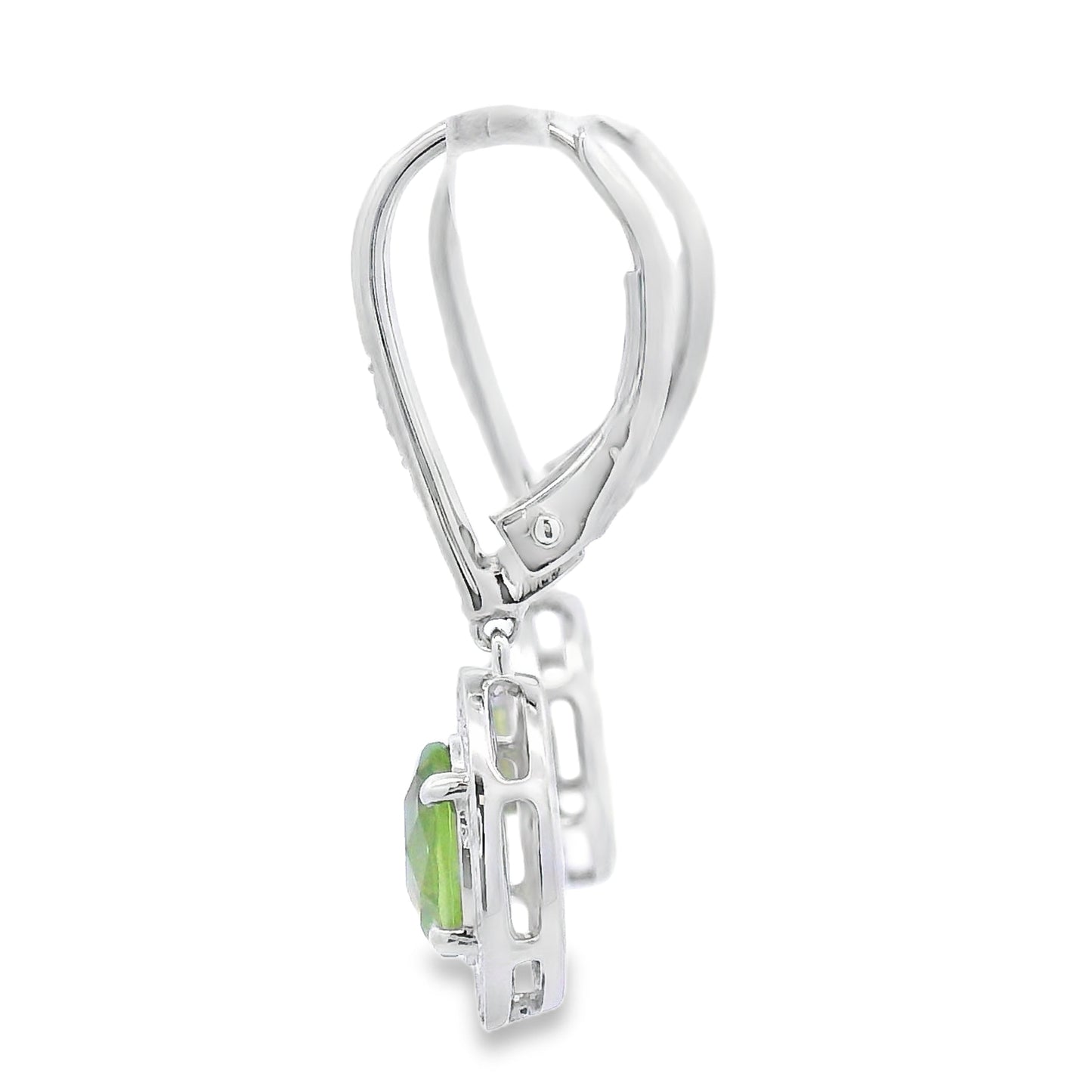 Pendientes Colgantes de Peridoto y Diamante de 1.21ct en Oro Blanco de 10KT