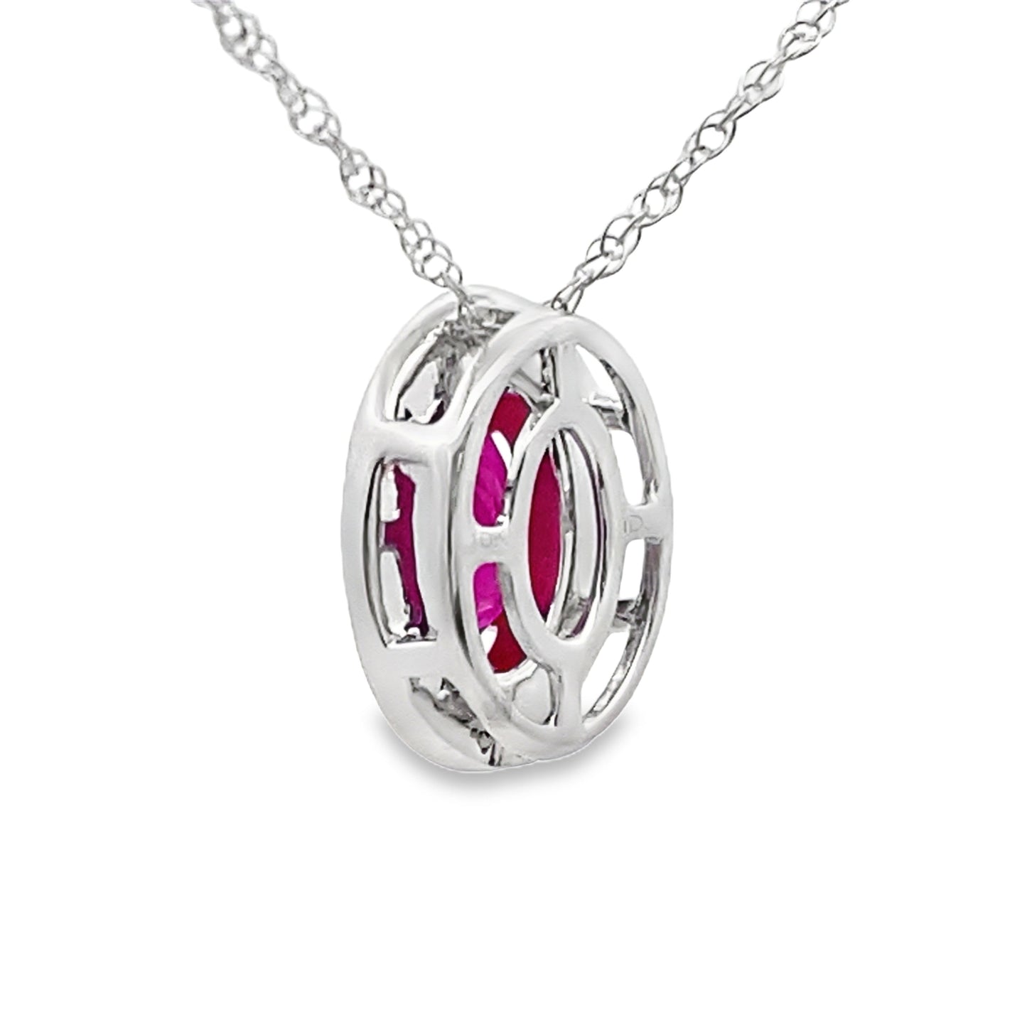 .63ct Pendentif en Rubis et Diamant en Or Blanc 10KT