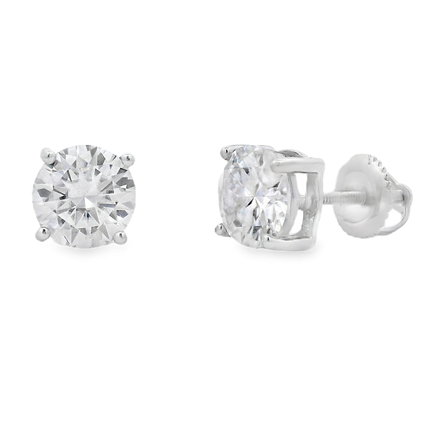 Pendientes de Stud de Moissanita Genuina de 2.40ct en Plata Esterlina