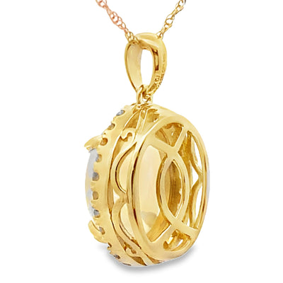 2.39ct Opal and Diamond Fashion Pendant in 10KT Yellow Gold