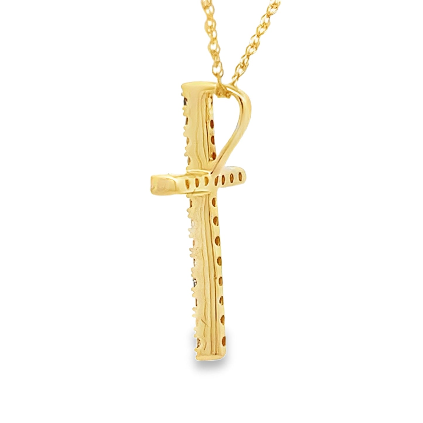 .11ct Diamond Cross Pendant in 14KT Yellow Gold