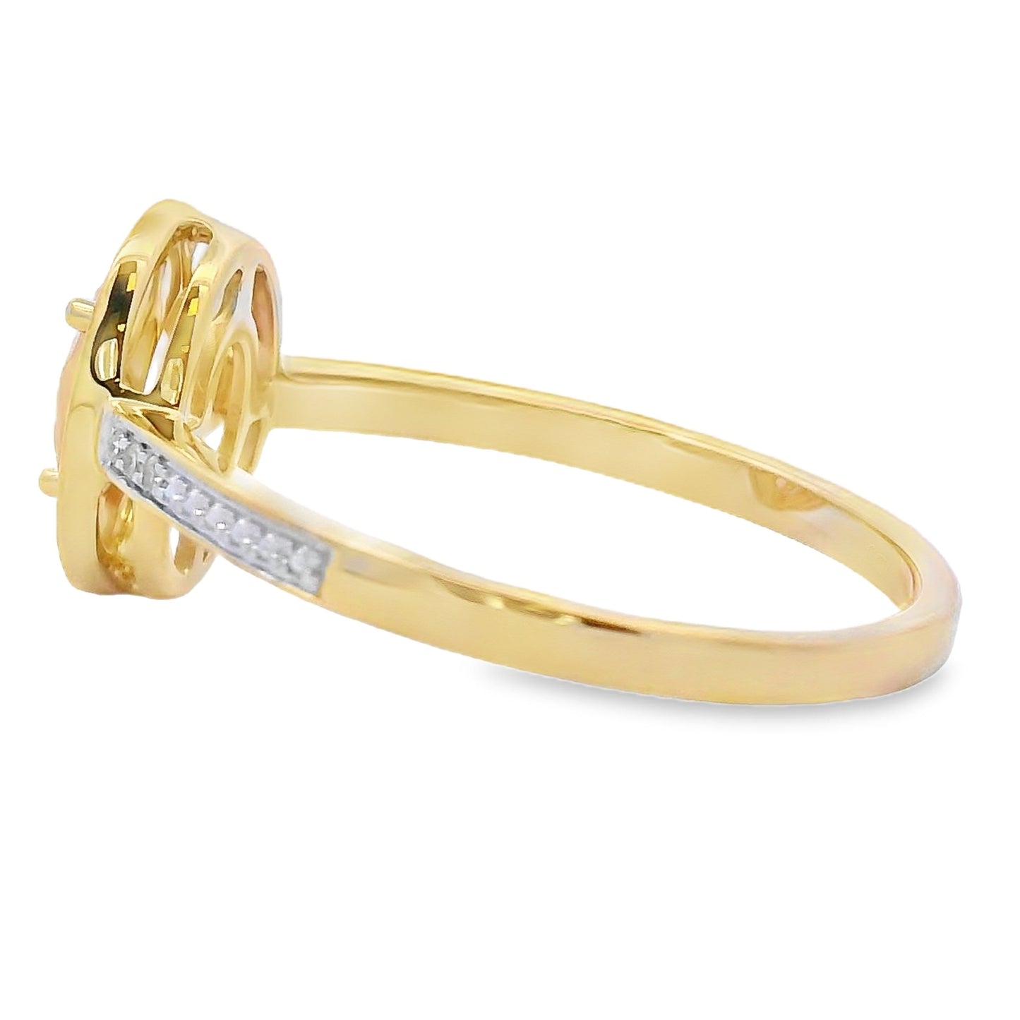 Anillo de Diamante de Cuarzo Rosa de 0.53ct en Oro Amarillo de 10KT