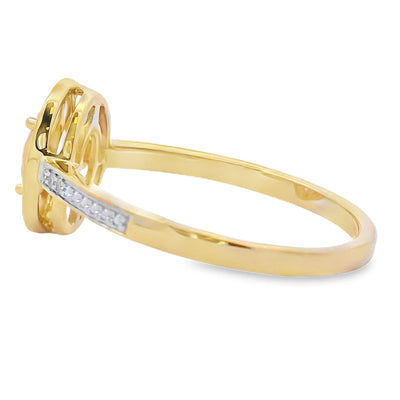 Bague en diamant en quartz rose de 0,53 ct en or jaune 10KT