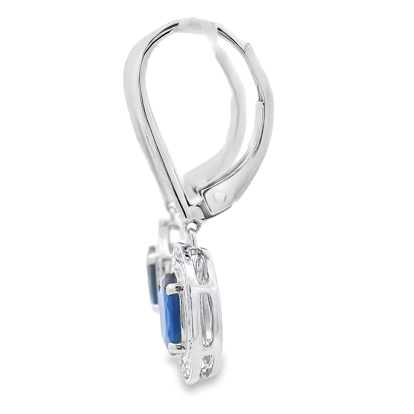 Boucles d'oreilles pendantes en saphir et diamant de 1,28 ct en or blanc 10KT