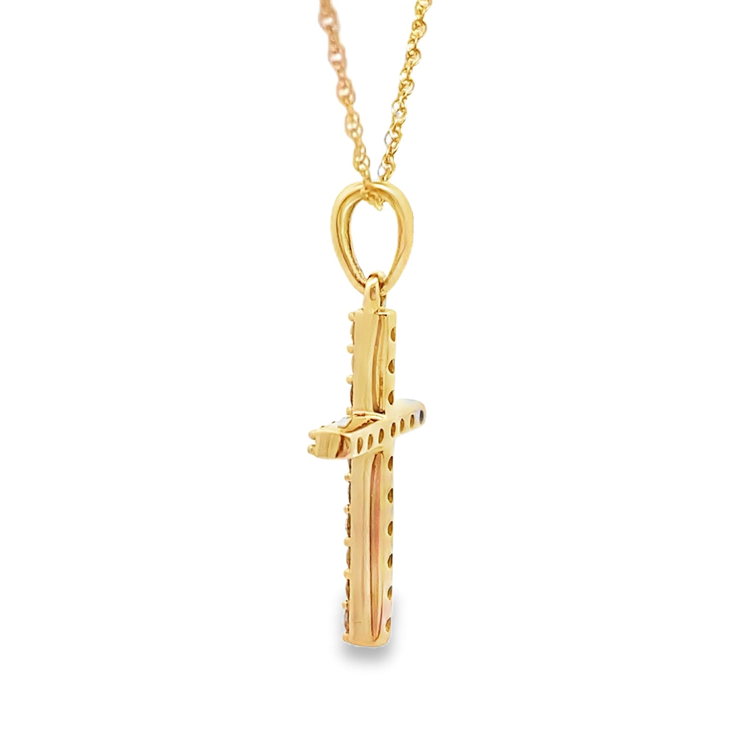 .13ct Diamond Cross Pendant in 14KT Yellow Gold