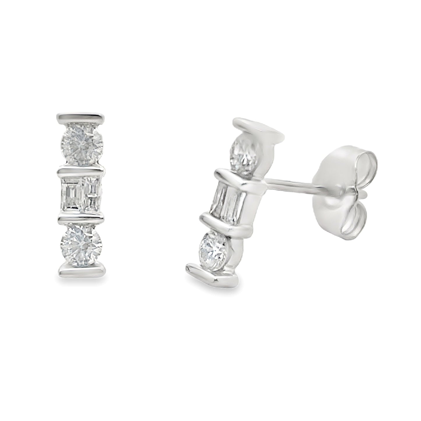 Pendientes de Diamante Natural de .20ct en Oro Blanco de 14KT