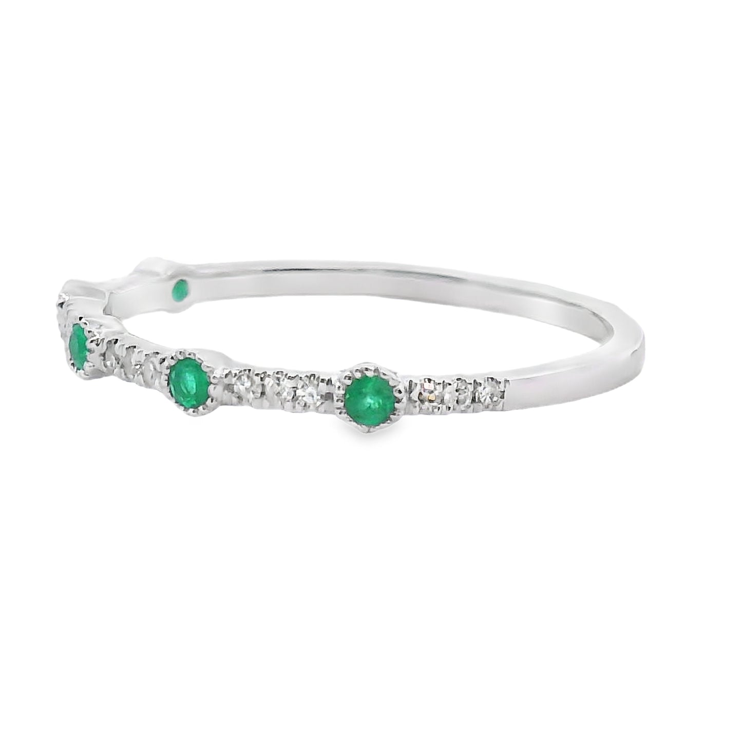 Conjunto de Anillos Apilables de Diamante Esmeralda en Oro Blanco de 14KT
