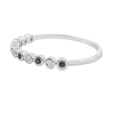 Ensemble de Bagues Empilables en Saphir et Diamant en Or Blanc 14KT